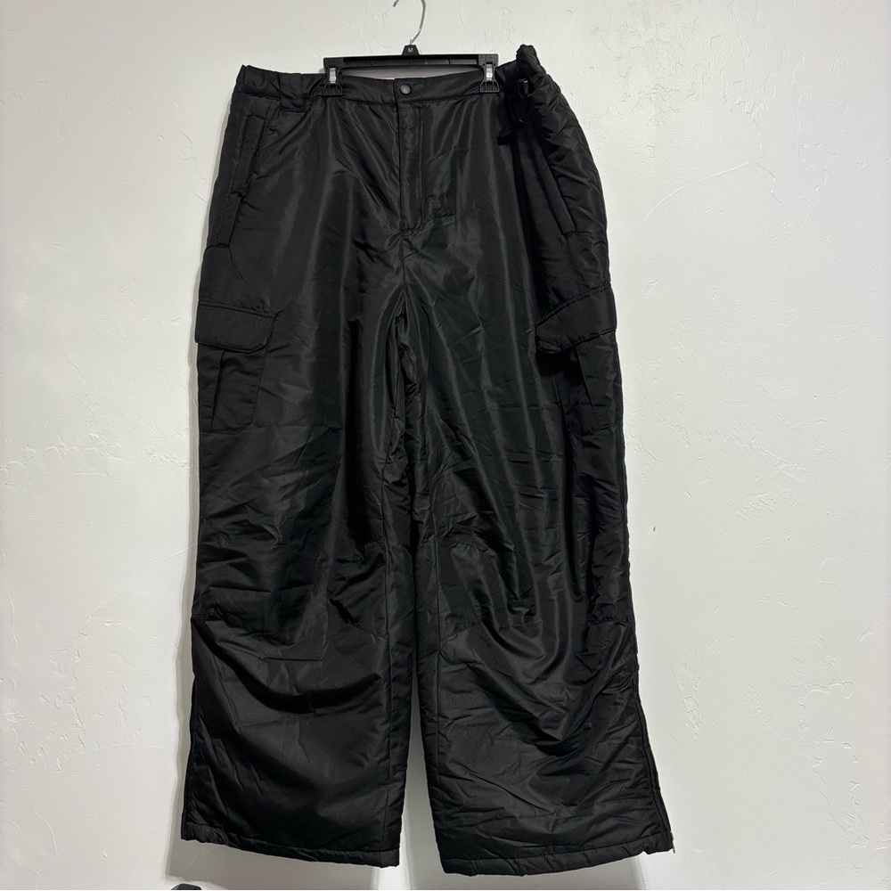 Arctic Quest Black Snow Pants Adult XL Skiing Snowboarding Winter Ankle Zip